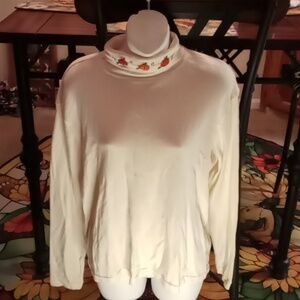 Bobbie Brooks Turtleneck w/Pumpkins on Collar Large 12-14 Beige